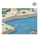 お得なクーポン 送料無料 日本の浮世絵風の猫と鯉の池の風景(ジグソーパズル500ピース) ジグソーパズル500ピース ユニセックス アクセサリー 動物 猫 和風...