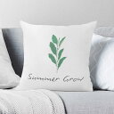 お得なクーポン 送料無料 Summer Grow(フルプリントクッションカバー) フルプリントクッションカバー ユニセックス ホームデコレーション 全て アート かわいい イラスト 植物 緑 爽やか 夏