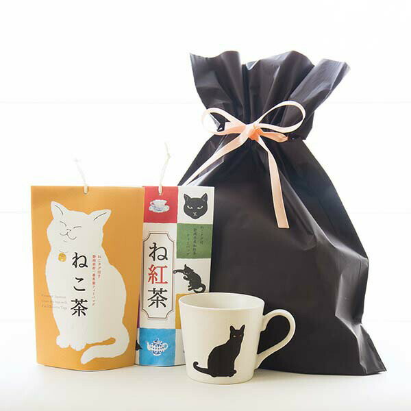 温感マグカップ お座り猫 ニューボン 白 座り猫 温感マグとねこ茶＆ね紅茶 ギフト...