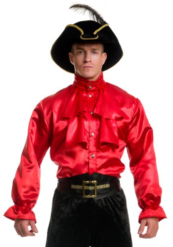 Men's レッド Satin Ruffle Shirt ハロウィン メンズ コスプレ 衣装 男性 仮装 男性用 イベント パーティ ハロウィーン 学芸会
