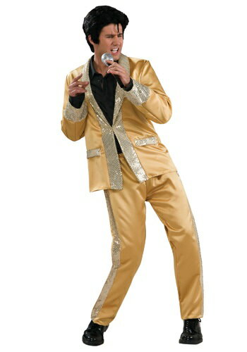デラックス Gold Satin Elvis コスチューム ハロウィン メンズ コスプレ 衣装 男性 仮装 男性用 イベント パーティ ハロウィーン 学芸会