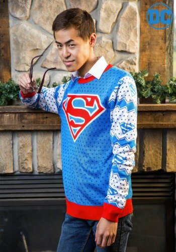 スーパーマン Classic Mens Ugly Christmas Sweater ハロウィン メンズ コスプレ 衣装 男性 仮装 男性用 イベント パーティ ハロウィーン 学芸会