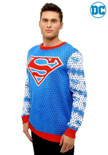 スーパーマン Classic Mens Ugly Christmas Sweater ハロウィン メンズ コスプレ 衣装 男性 仮装 男性用 イベント パーティ ハロウィーン 学芸会