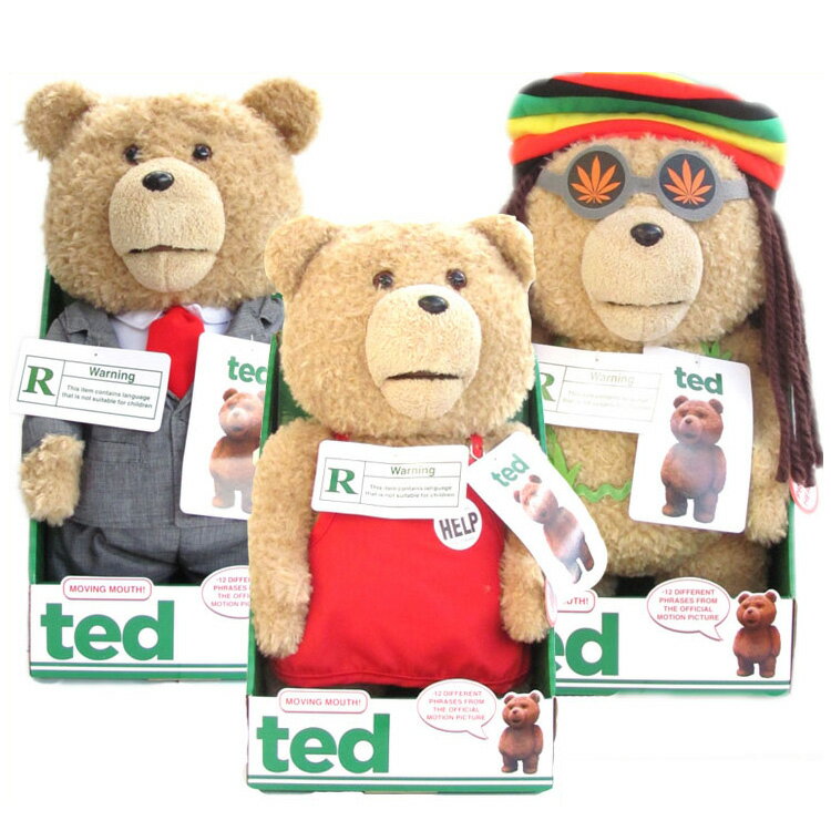 正規品 TED テッド ぬいぐるみ 16インチ(約40cm) 「クリーントーキング版(通常版)」ジャマイカ風 エプロン スーツ 映画 グッズ Teddy Bear テディベア 口が動く