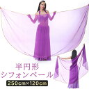 ベリーダンス ベール 半円 形 ラメ 縁取り シフォン 250cm × 120cm 単色 | ベリーダンスベール シフォンベール アクセサリー ヘッドドレス ベ...