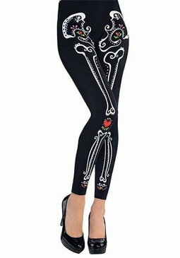 Day of the Dead 大人用 Leggings クリスマス ハロウィン コスプレ 衣装 仮装 小道具 おもしろい イベント パーティ ハロウィーン 学芸会 学園祭 学芸会 ショー お遊戯会 二次会 忘年会 新年会 歓迎会 送迎会 出し物 余興 誕生日 発表会 バレンタイン ホワイトデー