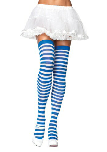 Blue / ホワイト Striped Stockings クリスマス ハロウィン コスプレ 衣装 仮装 小道具 おもしろい イベント パーティ ハロウィーン 学芸会 学園祭 学芸会 ショー お遊戯会 二次会 忘年会 新年会 歓迎会 送迎会 出し物 余興 誕生日 発表会