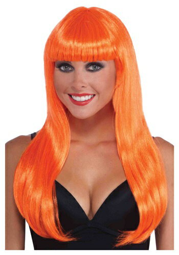 【お得クーポン多数 最大1,000円OFF有】Neon Orange Long ウィッグ ハロウィン コスプレ 衣装 仮装 小道具 おもしろい イベント パーティ ハロウィーン 学芸会