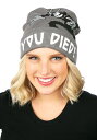 The D邪悪な ブラック Printed Foldup Knit Beanie ハロウィン コスプレ 衣装 仮装 小道具 おもしろい イベント パーティ ハロ...