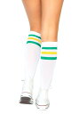 Green and Yellow Striped Athletic Socks for Women | コスプレ 衣装 仮装 小道具 おもしろい イベント パーティ 発表会 デコレーション リボン アクセサリー メンズ レディース 子供 おしゃれ かわいい ギフト プレゼント 2