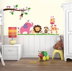 Decorative ホームデコレーション ウォールデコ ウォールステッカー インテリア 壁 シール Mural デカール 木 Kids Forest Animal Bedroom