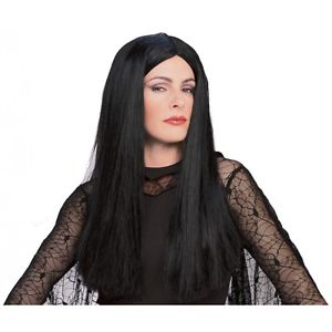 Morticia アダムスファミリーWig レディス 女性用 Long ブラック バンパイア 吸血鬼 魔女 クリスマス ハロウィン コスチューム コスプレ 衣装 変装 仮装