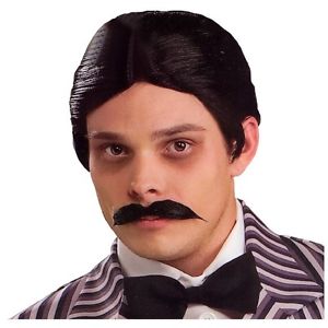 Gomez アダムスファミリー ウィッグ & Moustache 大人用 男性用 メンズ ブラック アクセサリー クリスマス ハロウィン コスチューム コスプレ 衣装 変装 仮装