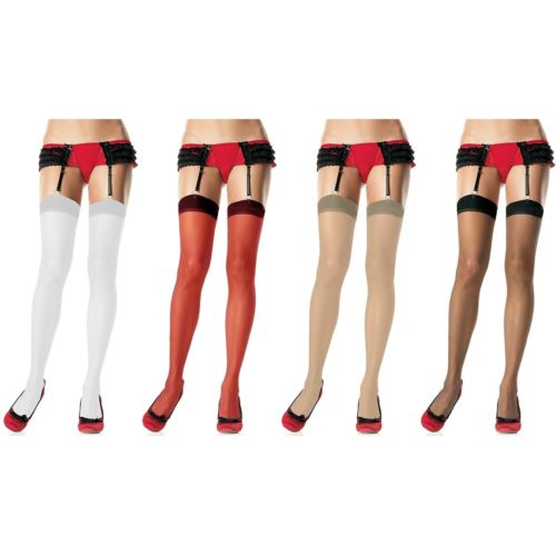 【最終日 全品15%OFFクーポン有】Sheer Thigh High Stockings 大人用 レディス 女性用 ブラック/Red/ホワイト Hosiery Std/プラスサイズ 大きいサイズ クリスマス ハロウィン コスチューム コスプレ 衣装 変装 仮装