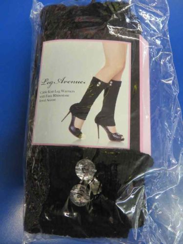 Cable Knit Leg Warmers w/Faux Rhinestone Jewels ブラック 大人用 アクセサリー ハロウィン コスチューム コスプレ 衣装 変装 仮装