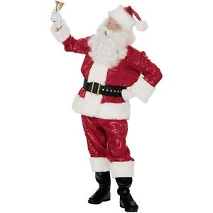 Red キラキラ Santa スーツ 大人用 Deluxe Claus クリスマス クリスマス ハロウィン コスチューム コスプレ 衣装 変装 仮装