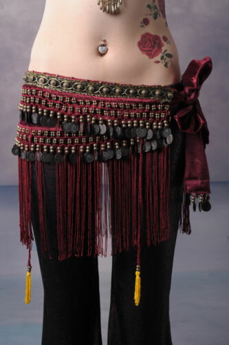 Belly ダンス Classical Fringe Tribal ヒップスカーフ スカート Wrap Velvet Waist Chain コスチューム ダンス 衣装 発表会