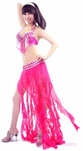 ベリーダンス 衣装 2 セット ブラ&スカート 34B/C 36B/C 38B/C 10 カラー コスチューム ダンス 衣装 発表会