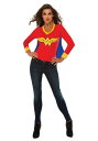 Women's Wonder Woman Sporty Tee w/ マント ケープ コスチューム ハロウィン レディース コスプレ 衣装 女性 仮装 女性用 イベント パーティ ハロウィーン 学芸会(3)