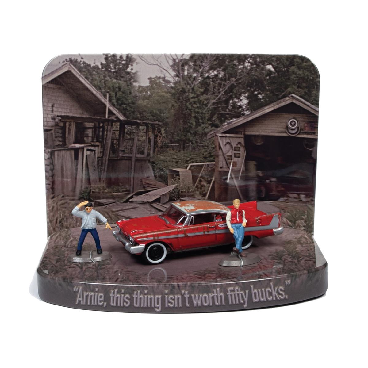 ジョニーライトニング Christine 1958 プリムス Fury Dirty Version Diorama 1/64 スケール | ダイキャストカー ダイキャスト 車のおもちゃ 車 おもちゃ コレクション ミニチュア ダイカスト モデルカー ミニカー アメ車 ギフト プレゼントのサムネイル