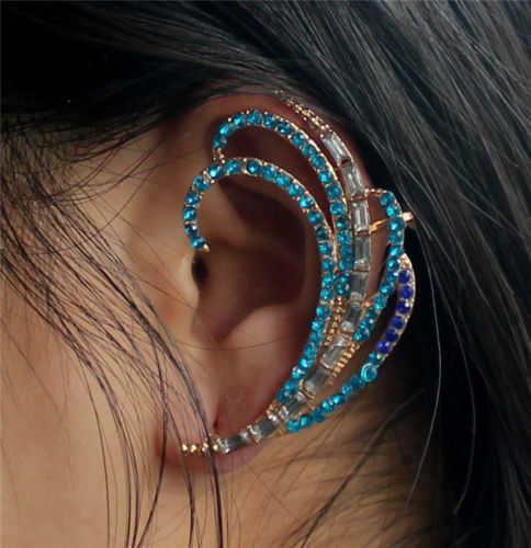 2014年秋冬|セレブ愛用モデル レディス ラインストーンデザイン イヤーカフイヤリング 女性用 イヤークリップ ピアス ピアス一体型 プレゼントに最適
