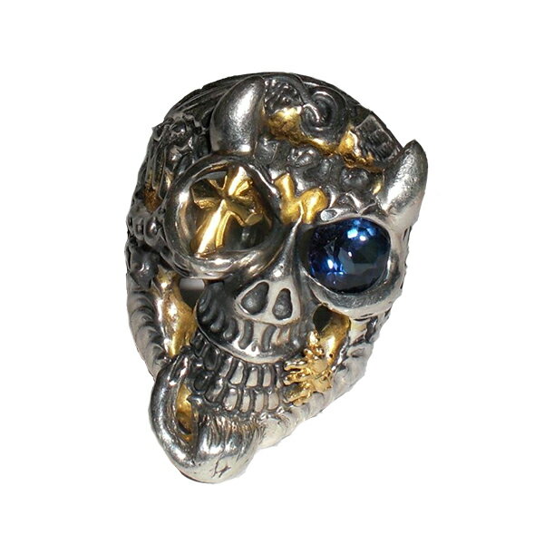 Bill Wall Leather/ビルウォールレザー/シルバーリング/指輪BILL WALL 1212 MASTER SKULL RING 30TH ANNIV. REAL TANZANITE STONE NOMAD 18K