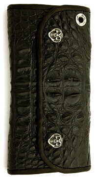 BWL ビルウォールレザー Bill Wall Leather ハイブリッド ラージ ホーンバック アリゲーター ウォレット スナップ 財布 | アクセサリー 長財布 革 シルバー スカル ワニ 鰐 アリゲイター ハトメ おしゃれ メンズ レディース プレゼント ギフト 贈り物 正規品