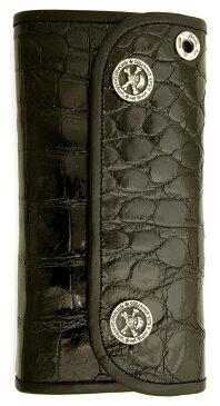ビルウォールレザー BWL Bill Wall Leather W974 ハイブリッド ラージ シャイニーアリゲーター ウォレット 財布 シルバー カスタム ハンドクラフト ワニ 革