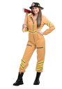 Ladies Tan Firefighter Jumpsuit コスチューム クリスマス ハロウィン レディース コスプレ 衣装 女性 仮装 女性用 イベント ...