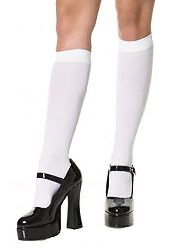 ホワイト Knee High Stockings | コスプレ 衣装 仮装 小道具 おもしろい イベント パーティ 発表会 デコレーション リボン アクセサリー...