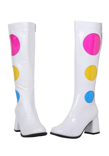 Women's ホワイト Polka Dot Gogo ブーツ | コスプレ 衣装 仮装 小道具 おもしろい イベント パーティ 発表会 デコレーション リボン アクセサリー メンズ レディース 子供 おしゃれ かわいい ギフト プレゼント