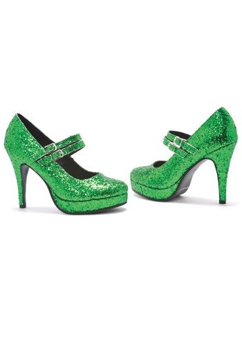 Green Glitter シューズ 靴 for Women | コスプレ 衣装 仮装 小道具 おもしろい イベント パーティ 発表会 デコレーション リボン ...