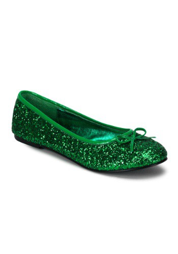 大人用 Kelly Green Glitter Flats | コスプレ 衣装 仮装 小道具 おもしろい イベント パーティ 発表会 デコレーション リボン ア...