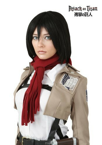 Attack on Titan Mikasa Ackerman ウィッグ | コスプレ 衣装 仮装 小道具 おもしろい イベント パーティ 発表会 デコレーション リボン アクセサリー メンズ レディース 子供 おしゃれ かわいい ギフト プレゼント