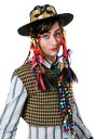 Men's Chameleon Pop Star 帽子 ハット w/ ウィッグ | コスプレ 衣装 仮装 小道具 おもしろい イベント パーティ 発表会 デコレ...