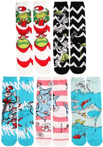Dr. Seuss Pattern Crew Sock Set for 大人用s | コスプレ 衣装 仮装 小道具 おもしろい イベント パーティ 発表会 デコ...