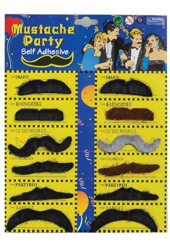 Mustache Facial Hair Pack | コスプレ 衣装 仮装 小道具 おもしろい イベント パーティ 発表会 デコレーション リボン アクセサリ...