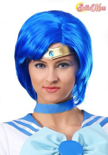 Sailor Mercury ウィッグ for Women | コスプレ 衣装 仮装 小道具 おもしろい イベント パーティ 発表会 デコレーション リボン ア...