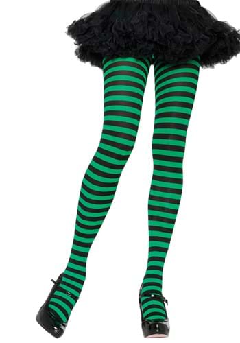 ブラック and Green Striped Nylon Tights for Women | コスプレ 衣装 仮装 小道具 おもしろい イベント パーティ 発...