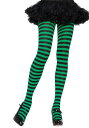 ブラック and Green Striped Nylon Tights for Women | コスプレ 衣装 仮装 小道具 おもしろい イベント パーティ 発表会 デコレーション リボン アクセサリー メンズ レディース 子供 おしゃれ かわいい ギフト プレゼント