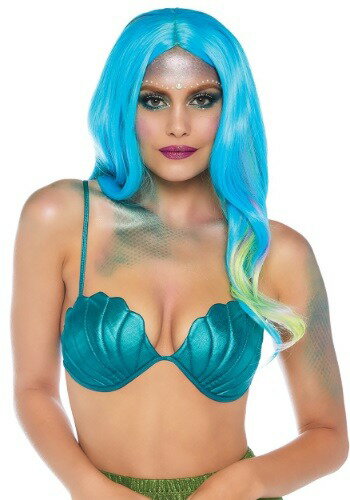 Women's Teal マーメイド 人魚 Shell Bra Top | コスプレ 衣装 仮装 小道具 おもしろい イベント パーティ 発表会 デコレーション...