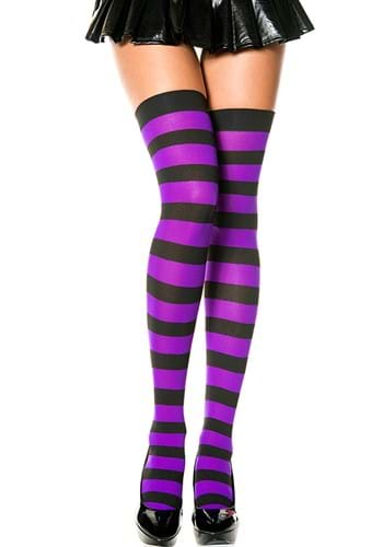 Purple and ブラック Striped Thigh Highs | コスプレ 衣装 仮装 小道具 おもしろい イベント パーティ 発表会 デコレーション...
