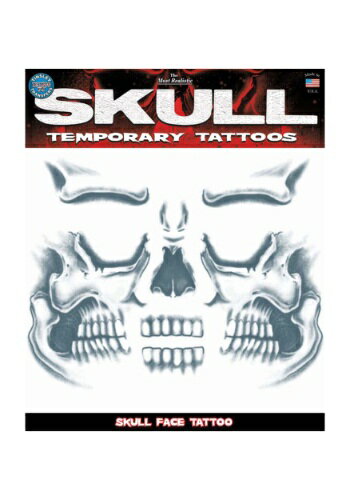 Skull Face Temporary Tattoo | コスプレ 衣装 仮装 小道具 おもしろい イベント パーティ 発表会 デコレーション リボン アクセ...