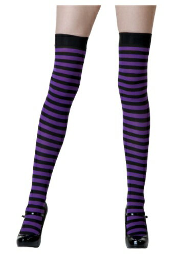 ブラック / Purple Striped Stockings | コスプレ 衣装 仮装 小道具 おもしろい イベント パーティ 発表会 デコレーション リボン...