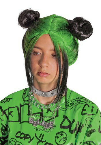 Billie Eilish チャイルド 039 s Green Double Bun ウィッグ コスプレ 衣装 仮装 小道具 おもしろい イベント パーティ 発表会 デコレーション リボン アクセサリー メンズ レディース 子供 おしゃれ かわいい ギフト プレゼント