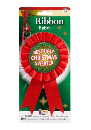 Ugliest Christmas Sweater Award Ribbon | コスプレ 衣装 仮装 小道具 おもしろい イベント パーティ 発表会 デコレー...