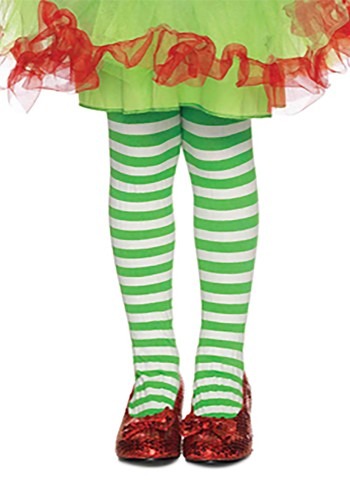 キッズ Green and ホワイト Striped Tights | コスプレ 衣装 仮装 小道具 おもしろい イベント パーティ 発表会 デコレーション リ...