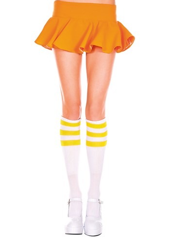 White/Yellow Athletic Knee High Stockings | コスプレ 衣装 仮装 小道具 おもしろい イベント パーティ 発表会 デ...