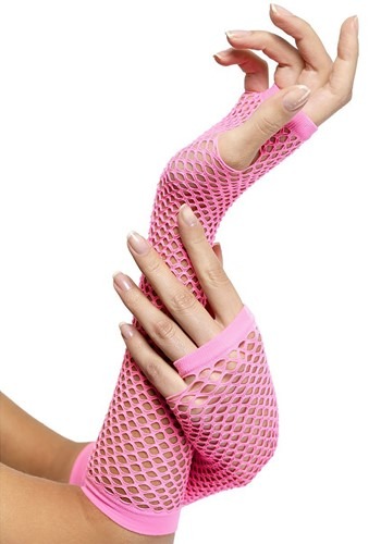 Pink Fingerless Fishnet グローブs for Women | コスプレ 衣装 仮装 小道具 おもしろい イベント パーティ 発表会 デコレ...