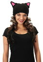 Knitted ブラック Cat Beanie | コスプレ 衣装 仮装 小道具 おもしろい イベント パーティ 発表会 デコレーション リボン アクセサリー メンズ レディース 子供 おしゃれ かわいい ギフト プレゼント